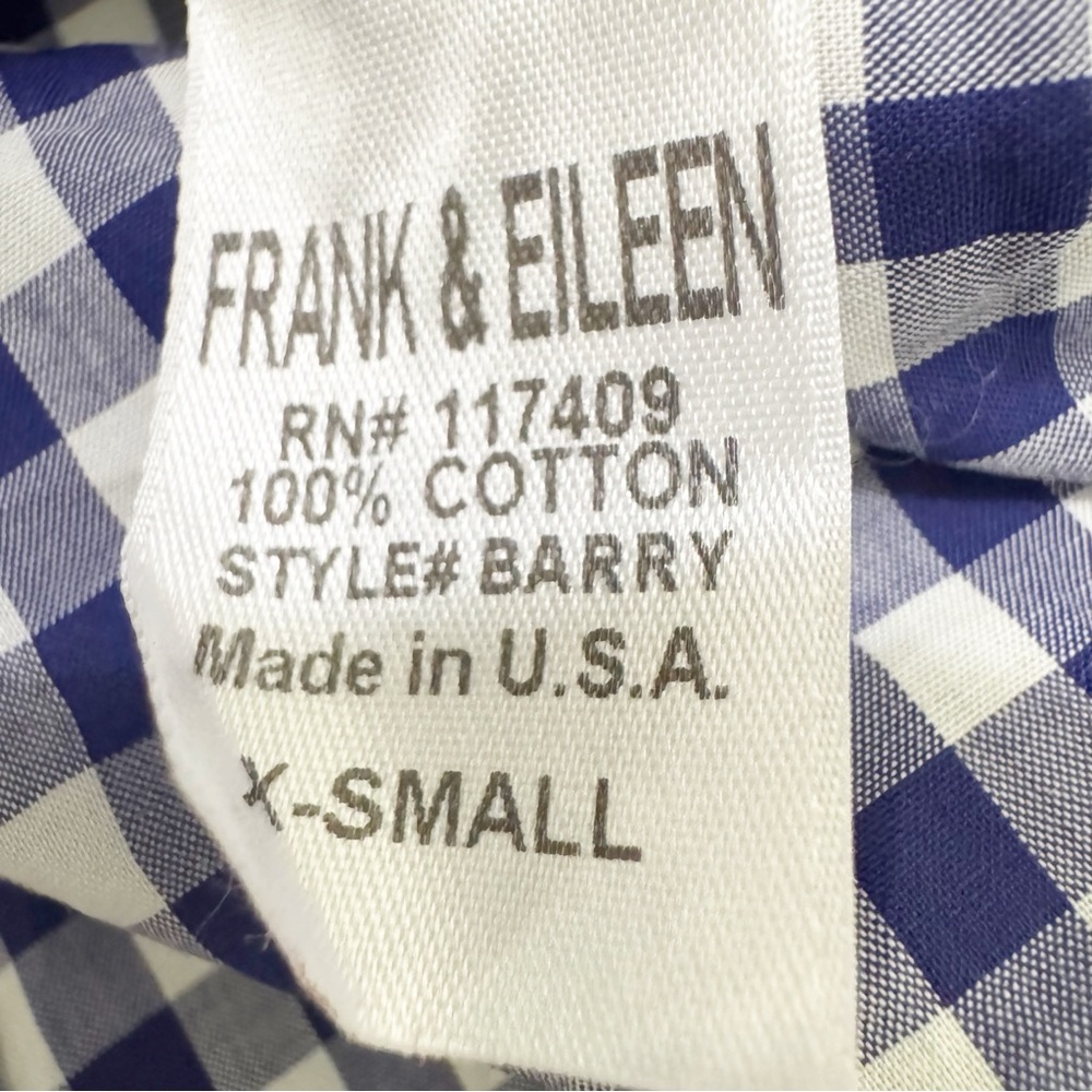 Frank & Eileen Barry Blue Gingham Button Front Top XS - Picture 8 of 13
